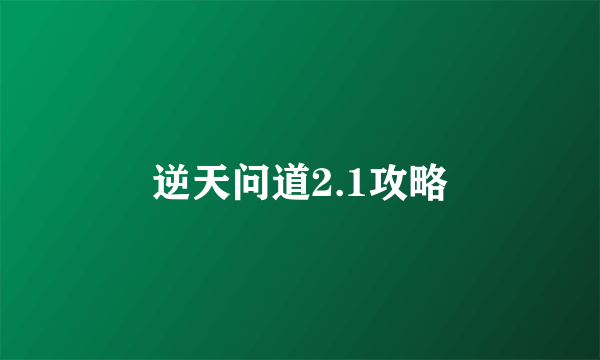 逆天问道2.1攻略