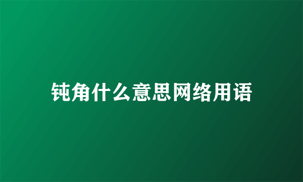 钝角什么意思网络用语