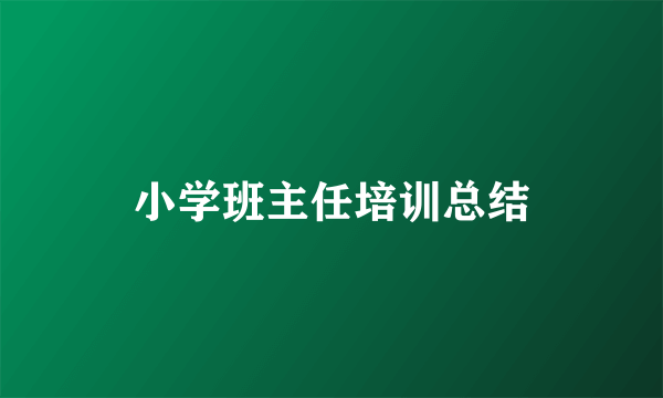 小学班主任培训总结