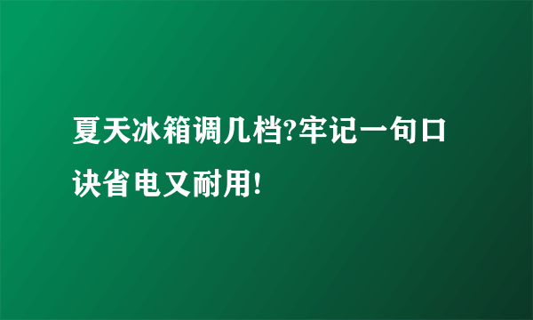 夏天冰箱调几档?牢记一句口诀省电又耐用!