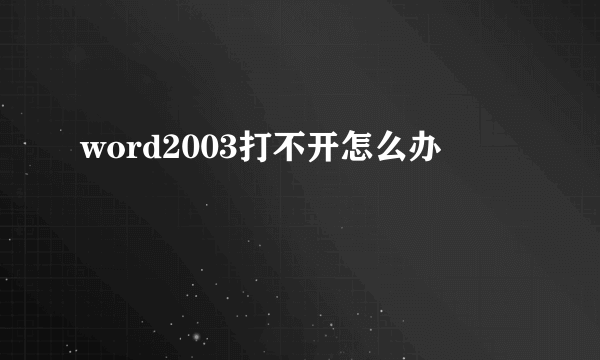 word2003打不开怎么办