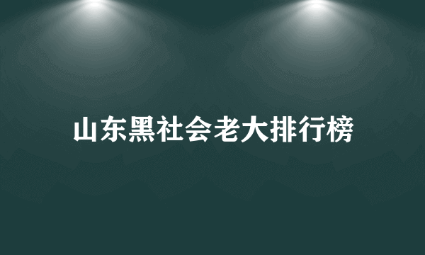 山东黑社会老大排行榜