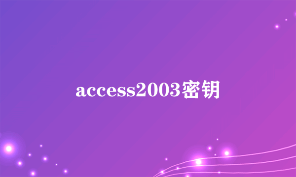 access2003密钥