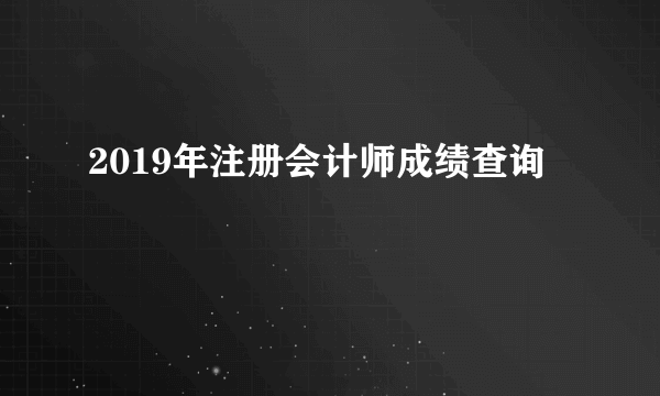 2019年注册会计师成绩查询