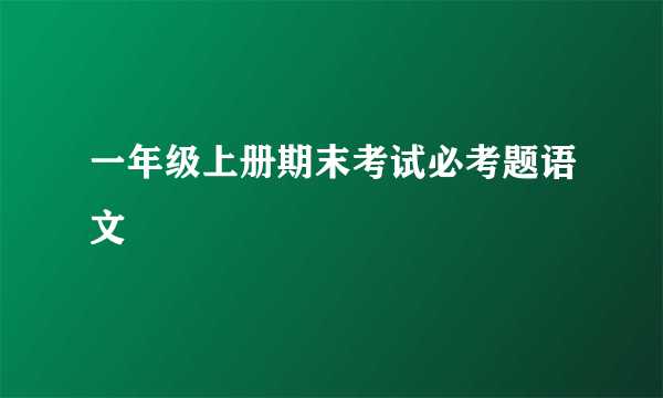 一年级上册期末考试必考题语文