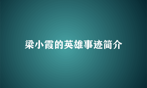 梁小霞的英雄事迹简介