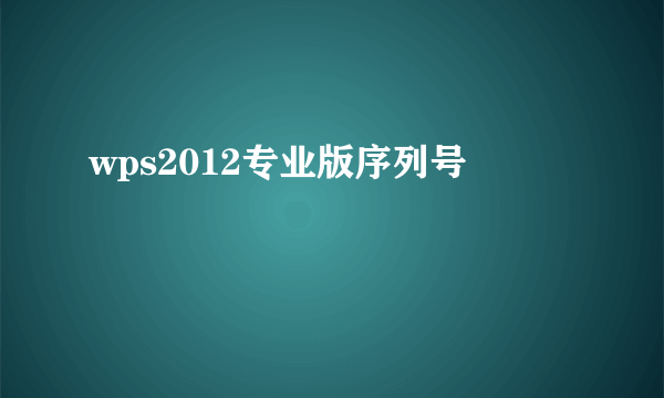 wps2012专业版序列号