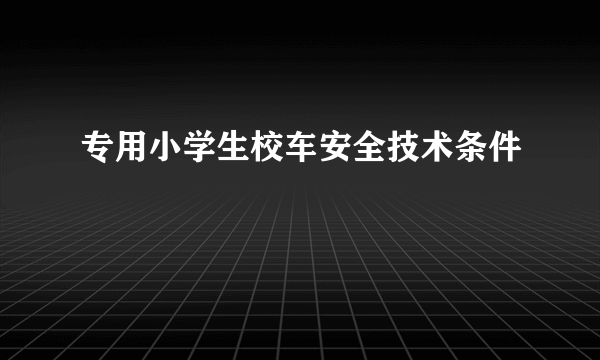 专用小学生校车安全技术条件