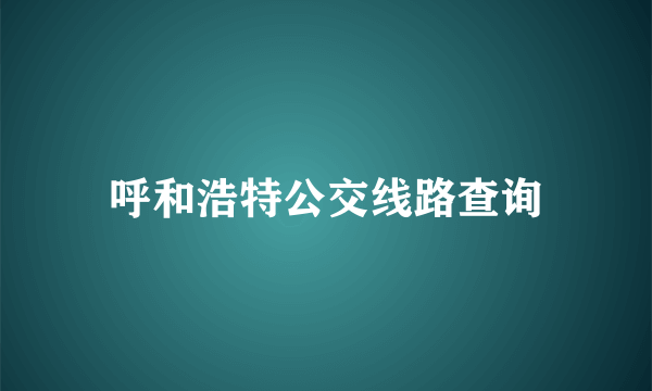 呼和浩特公交线路查询