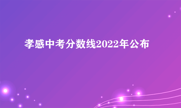 孝感中考分数线2022年公布