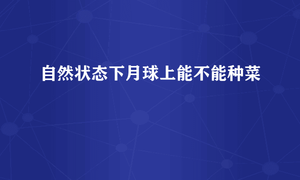 自然状态下月球上能不能种菜