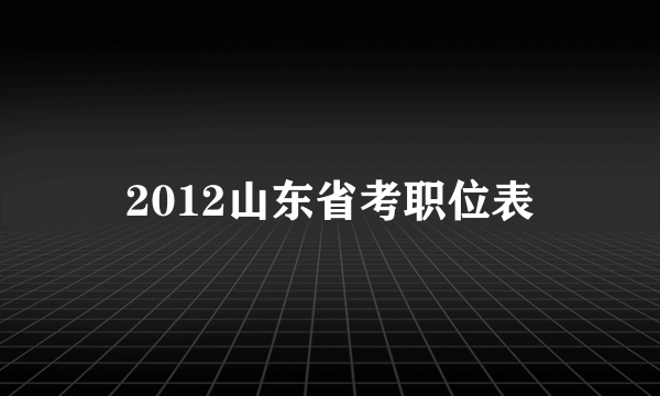 2012山东省考职位表