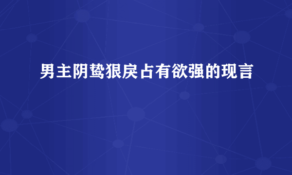 男主阴鸷狠戾占有欲强的现言