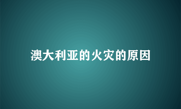 澳大利亚的火灾的原因