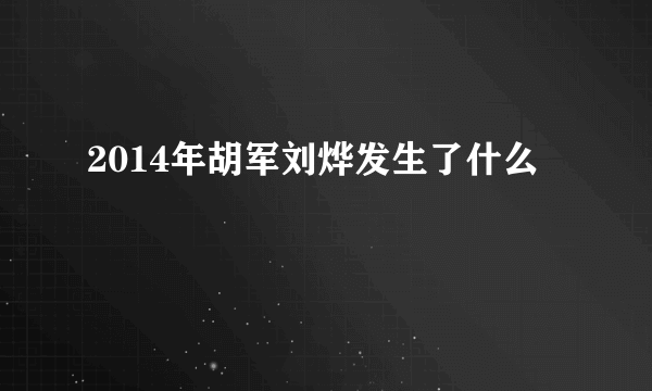 2014年胡军刘烨发生了什么