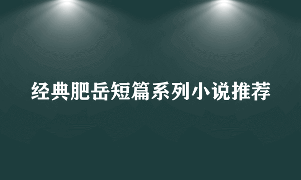 经典肥岳短篇系列小说推荐