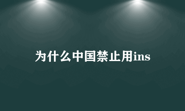 为什么中国禁止用ins