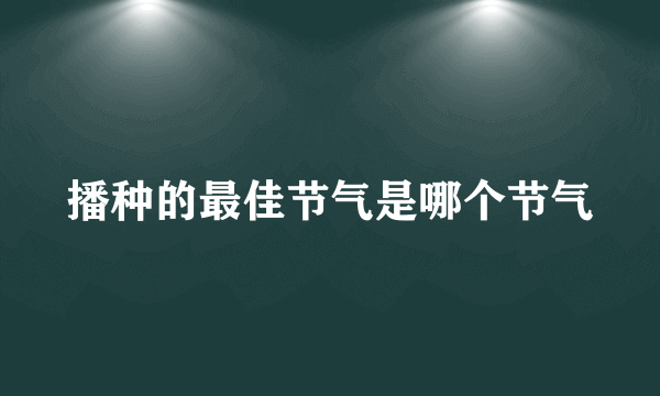 播种的最佳节气是哪个节气