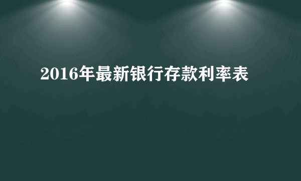 2016年最新银行存款利率表