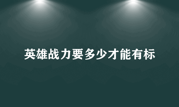 英雄战力要多少才能有标