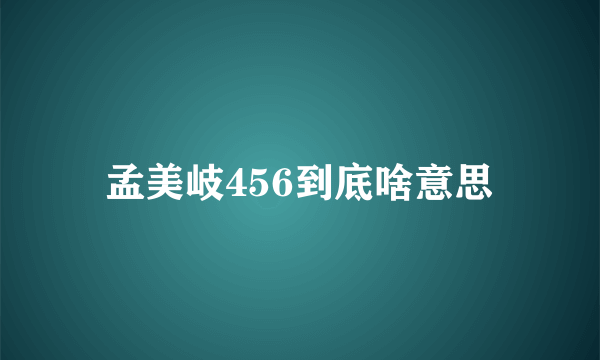 孟美岐456到底啥意思