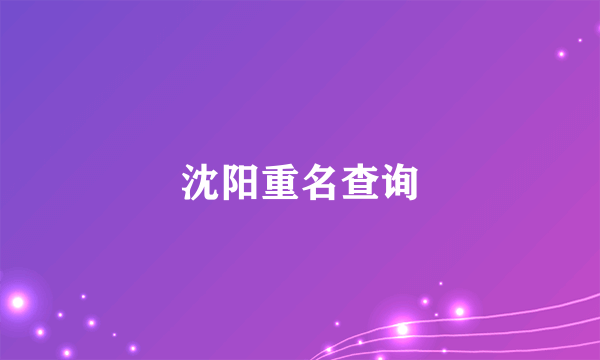 沈阳重名查询