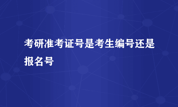 考研准考证号是考生编号还是报名号