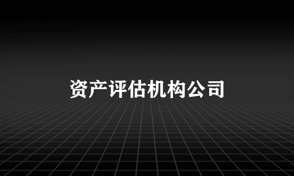 资产评估机构公司