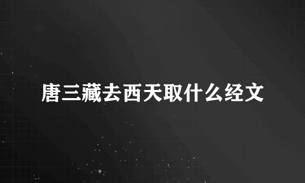 唐三藏去西天取什么经文