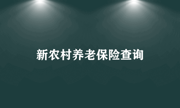 新农村养老保险查询