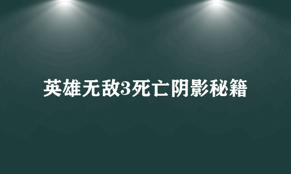 英雄无敌3死亡阴影秘籍