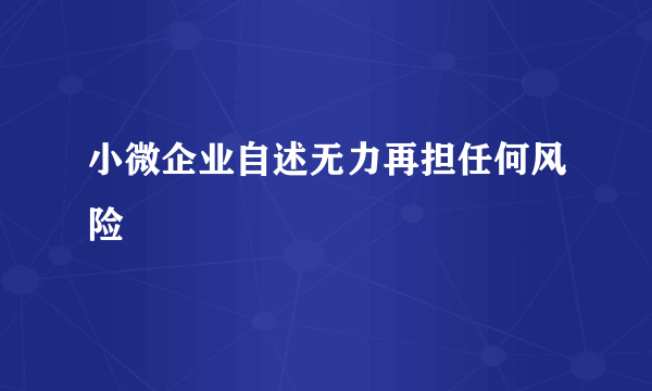 小微企业自述无力再担任何风险