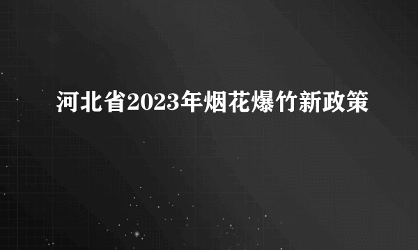 河北省2023年烟花爆竹新政策