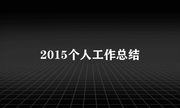 2015个人工作总结