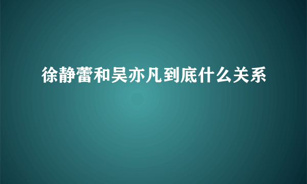 徐静蕾和吴亦凡到底什么关系