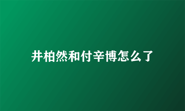 井柏然和付辛博怎么了