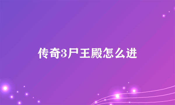 传奇3尸王殿怎么进