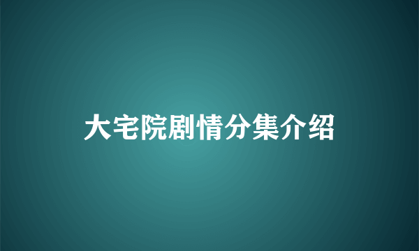 大宅院剧情分集介绍