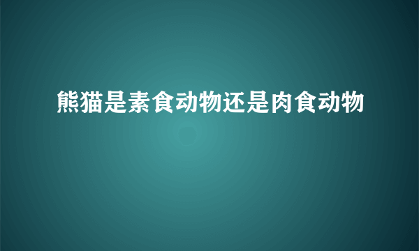 熊猫是素食动物还是肉食动物