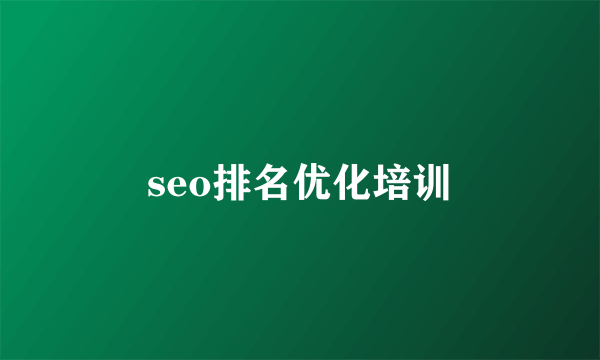 seo排名优化培训