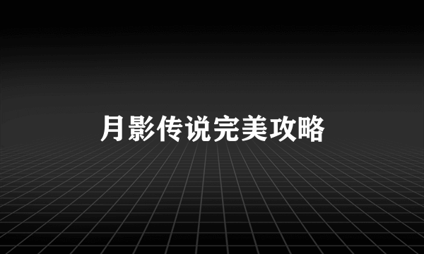 月影传说完美攻略