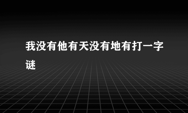 我没有他有天没有地有打一字谜