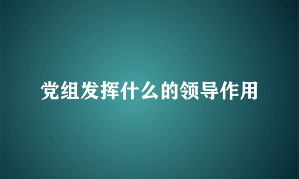 党组发挥什么的领导作用