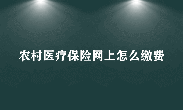 农村医疗保险网上怎么缴费