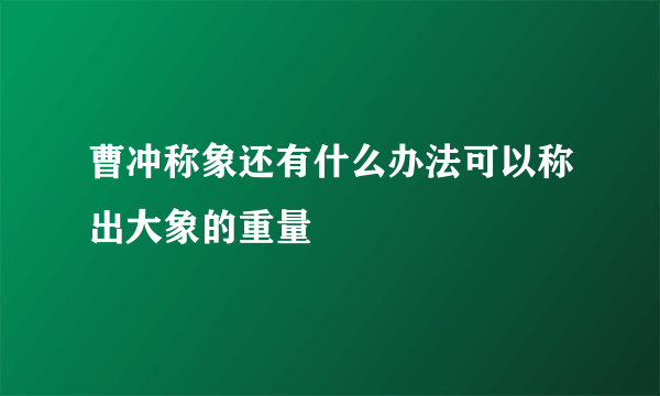 曹冲称象还有什么办法可以称出大象的重量