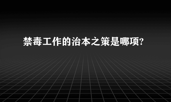 禁毒工作的治本之策是哪项?