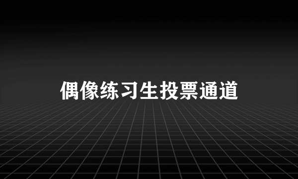 偶像练习生投票通道