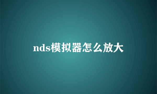 nds模拟器怎么放大