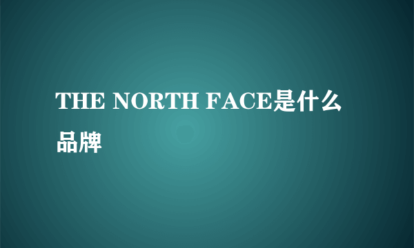 THE NORTH FACE是什么品牌