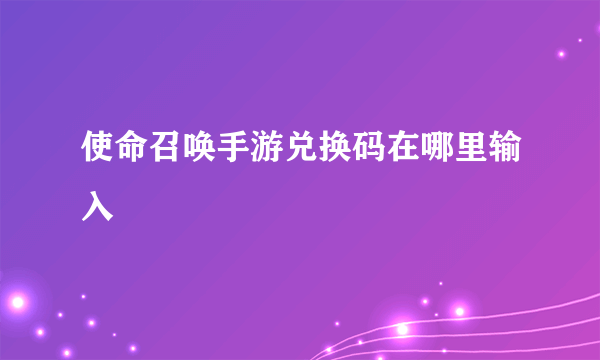 使命召唤手游兑换码在哪里输入